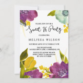 Boho Waterverf Flowers Sweet Sixteen Invitation Kaart (Voorkant)