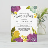 Boho Waterverf Flowers Sweet Sixteen Invitation Kaart (Staand voorkant)