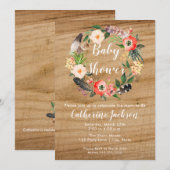 Boho Waterverf Flowers | Uitnodiging tot Baby show (Voorkant / Achterkant)