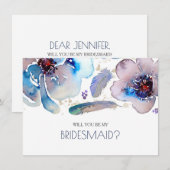 Boho Waterverf Flowers - Wil je mijn bruidsmeisje  Kaart (Voorkant / Achterkant)