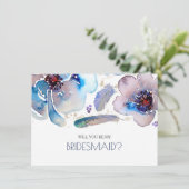 Boho Waterverf Flowers - Wil je mijn bruidsmeisje  Kaart (Staand voorkant)