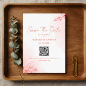 Boho Waterverf gebladerte Terracotta QR Code Huwel Save The Date