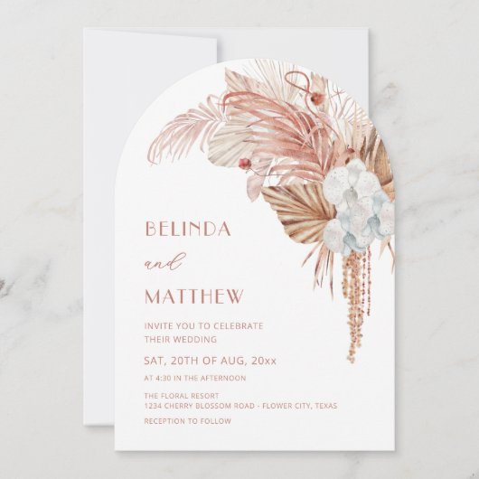 Boho Waterverf Gebogen Bloemen Kaart (Voorkant)