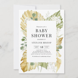 Boho Waterverf Gedroogd Palm Leaves Baby shower Kaart