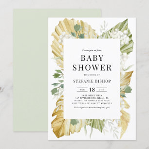 Boho Waterverf Gedroogd Palm Leaves Baby shower Kaart