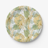 Boho Waterverf Gedroogde palmbladeren Patroon Trop Papieren Bordje (Voorkant)