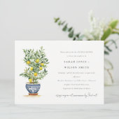 Boho Waterverf geel citroen boom koppels douche Kaart (Staand voorkant)