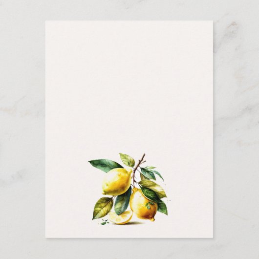 Boho Waterverf geel citroen tuin bruiloft detail Informatiekaartje (Achterkant)