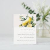 Boho Waterverf geel citroen tuin bruiloft detail Informatiekaartje (Staand voorkant)