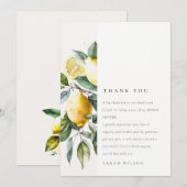 Boho Waterverf geel citroen tuin Vrijgezellenfeest Bedankkaart (Voorkant / Achterkant)