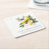 Boho Waterverf geel citroen tuin Vrijgezellenfeest Kartonnen Onderzetters (Schuin)