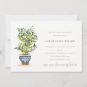 Boho Waterverf geel citroenboom Baby shower Kaart (Voorkant)