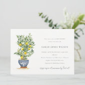 Boho Waterverf geel citroenboom Baby shower Kaart (Staand voorkant)