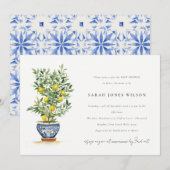 Boho Waterverf geel citroenboom Baby shower Kaart (Voorkant / Achterkant)