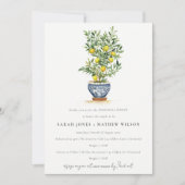 Boho Waterverf geel citroenboom repetitie diner Kaart (Voorkant)