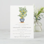 Boho Waterverf geel citroenboom repetitie diner Kaart (Staand voorkant)