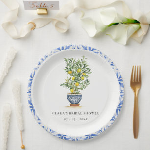 Boho Waterverf geel citroenboom Vrijgezellenfeest Papieren Bordje