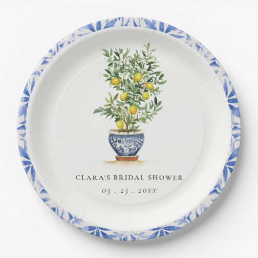 Boho Waterverf geel citroenboom Vrijgezellenfeest Papieren Bordje (Voorkant)