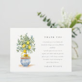 Boho Waterverf Gele Citroenboom Bruidsdouche Bedankkaart (Staand voorkant)