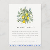 Boho Waterverf Gele Citroenboom Bruiloft Details Informatiekaartje (Voorkant)