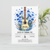 Boho Waterverf gitaarjongen Verjaardag Kaart (Staand voorkant)