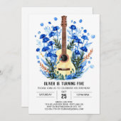 Boho Waterverf gitaarjongen Verjaardag Kaart (Voorkant / Achterkant)