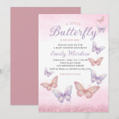 Boho Waterverf Glitter Vlinder Meisje Baby shower Kaart (Voorkant / Achterkant)