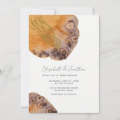 Boho Waterverf Goud Sinaasappel Eenvoudige Bruilof Kaart (Voorkant)