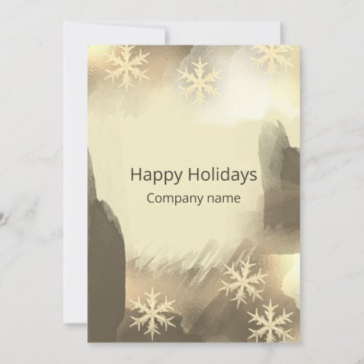 Boho waterverf Gouden sneeuwvlokken Kerstfeest Kaart (Achterkant)