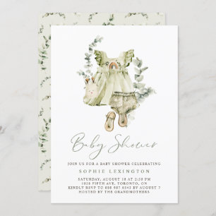 Boho Waterverf Green Dress Greenery Baby shower Kaart