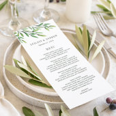 Boho Waterverf Greenery Branch Elegant Wedding Menu