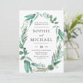 Boho Waterverf Greenery en Succulents Verloving Kaart (Staand voorkant)