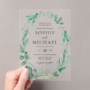 Boho Waterverf Greenery en Succulents Wedding Acryl Uitnodigingen