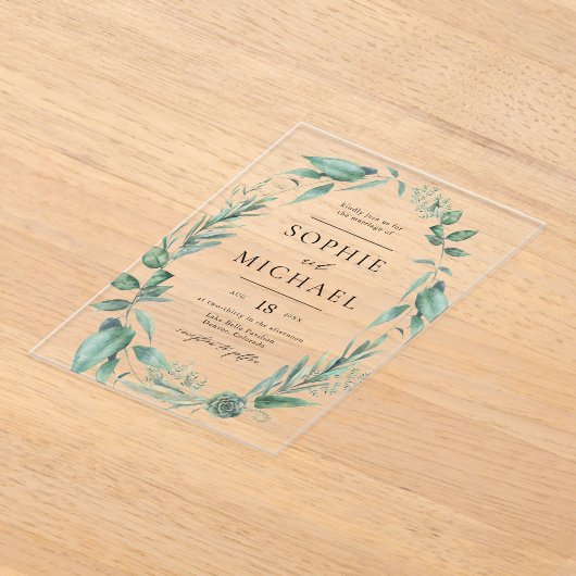 Boho Waterverf Greenery en Succulents Wedding Acryl Uitnodigingen (Laagn)