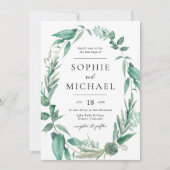 Boho Waterverf Greenery en Succulents Wedding Kaart (Voorkant)
