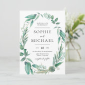 Boho Waterverf Greenery en Succulents Wedding Kaart (Staand voorkant)