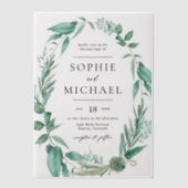 Boho Waterverf Greenery en Succulents Wedding Vellum Uitnodigingen (Voorkant)