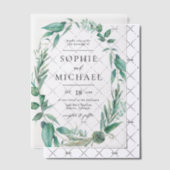 Boho Waterverf Greenery en Succulents Wedding Vellum Uitnodigingen (Offset (Uitnodiging))
