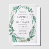 Boho Waterverf Greenery en Succulents Wedding Vellum Uitnodigingen (Offset)