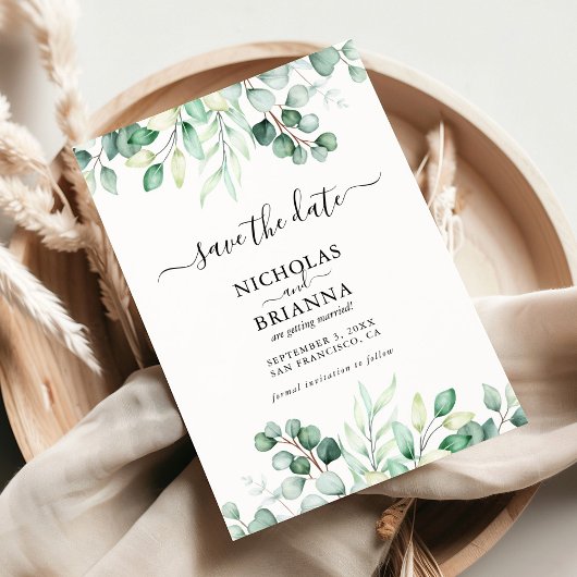 Boho Waterverf Greenery Eucalyptus Photo Arch Save The Date