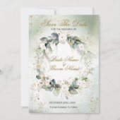 Boho Waterverf Greenery Floral Shiny Modern Save The Date (Voorkant)