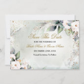 Boho Waterverf Greenery Floral Shiny Modern Save The Date (Voorkant)