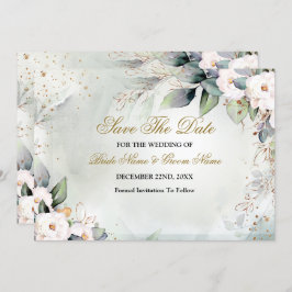 Boho Waterverf Greenery Floral Shiny Modern Save The Date