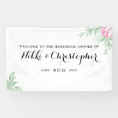 Boho Waterverf Greenery Rehearsal Dinner Spandoek (Horizontaal)