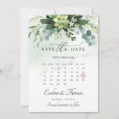 Boho waterverf greenery succulent floral bruiloft save the date (Voorkant)