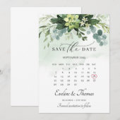 Boho waterverf greenery succulent floral bruiloft save the date (Voorkant / Achterkant)