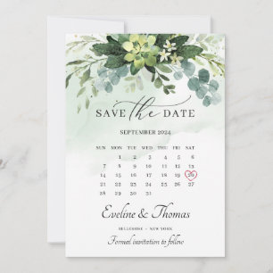 Boho waterverf greenery succulent floral bruiloft save the date