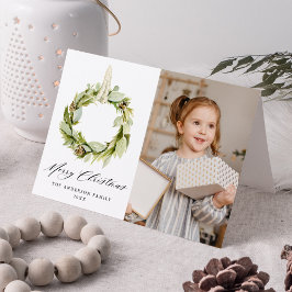 Boho Waterverf Greenery Wreath 2 Foto Feestdagen Kaart