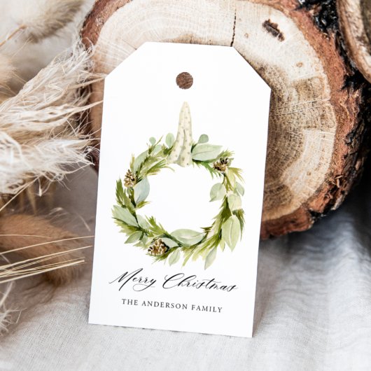 Boho Waterverf Greenery Wreath Cadeaulabel