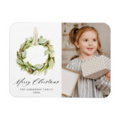 Boho Waterverf Greenery Wreath Holiday Foto Magneet (Horizontaal)